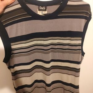 Dolce & Gabbana Navy & Gray Striped Men’s Sleeveless Tank